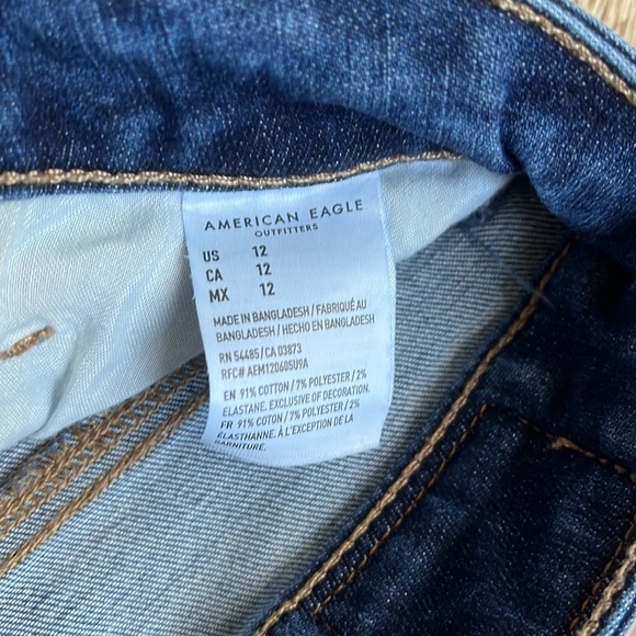 American Eagle high rise mini jean skirt 12 - Picture 3 of 4